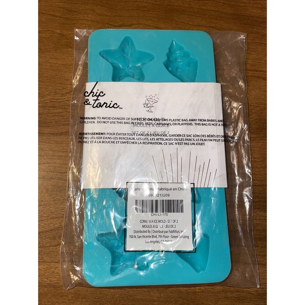 Chic & Tonic Coral Sea Ice Mold Tray Ocean Theme Shells Starfish